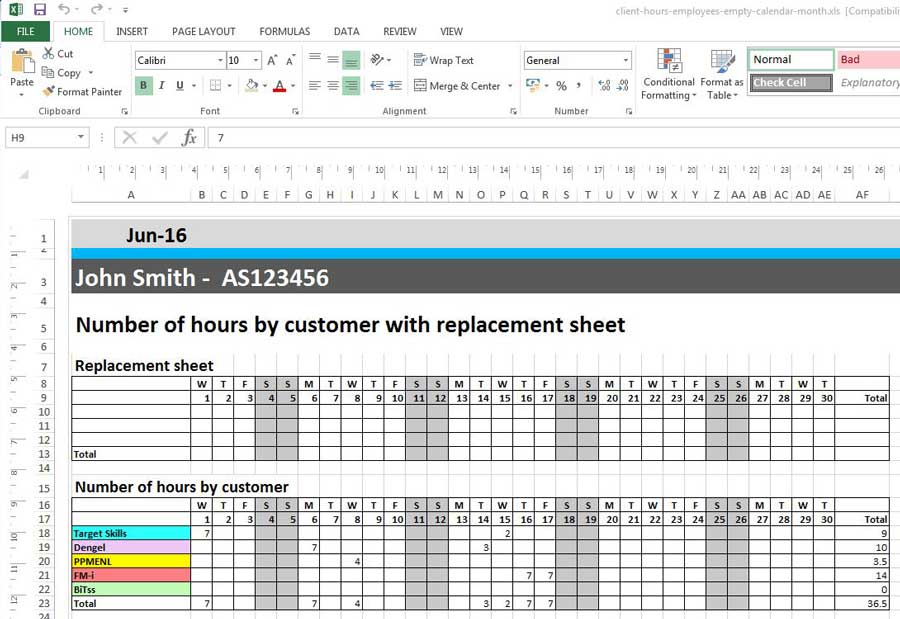 ms excel schedule template