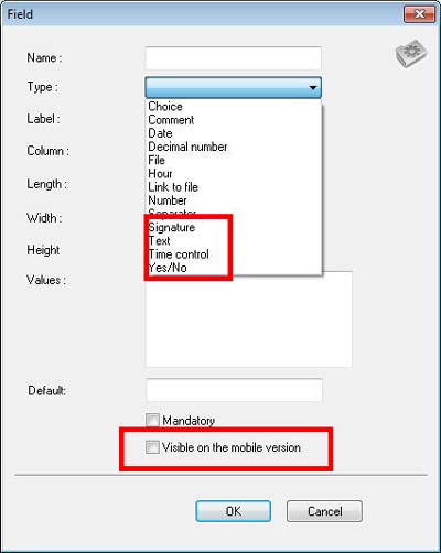 Custom fields PlanningPME Mobile