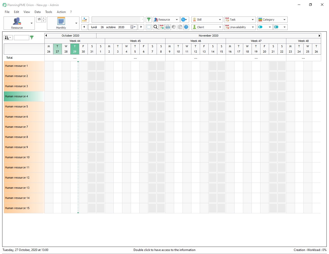 Create your schedule from a blank schedule