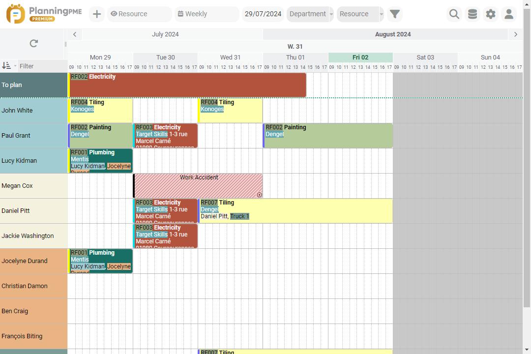 Weekly schedule Weekly schedule for better site monitoring