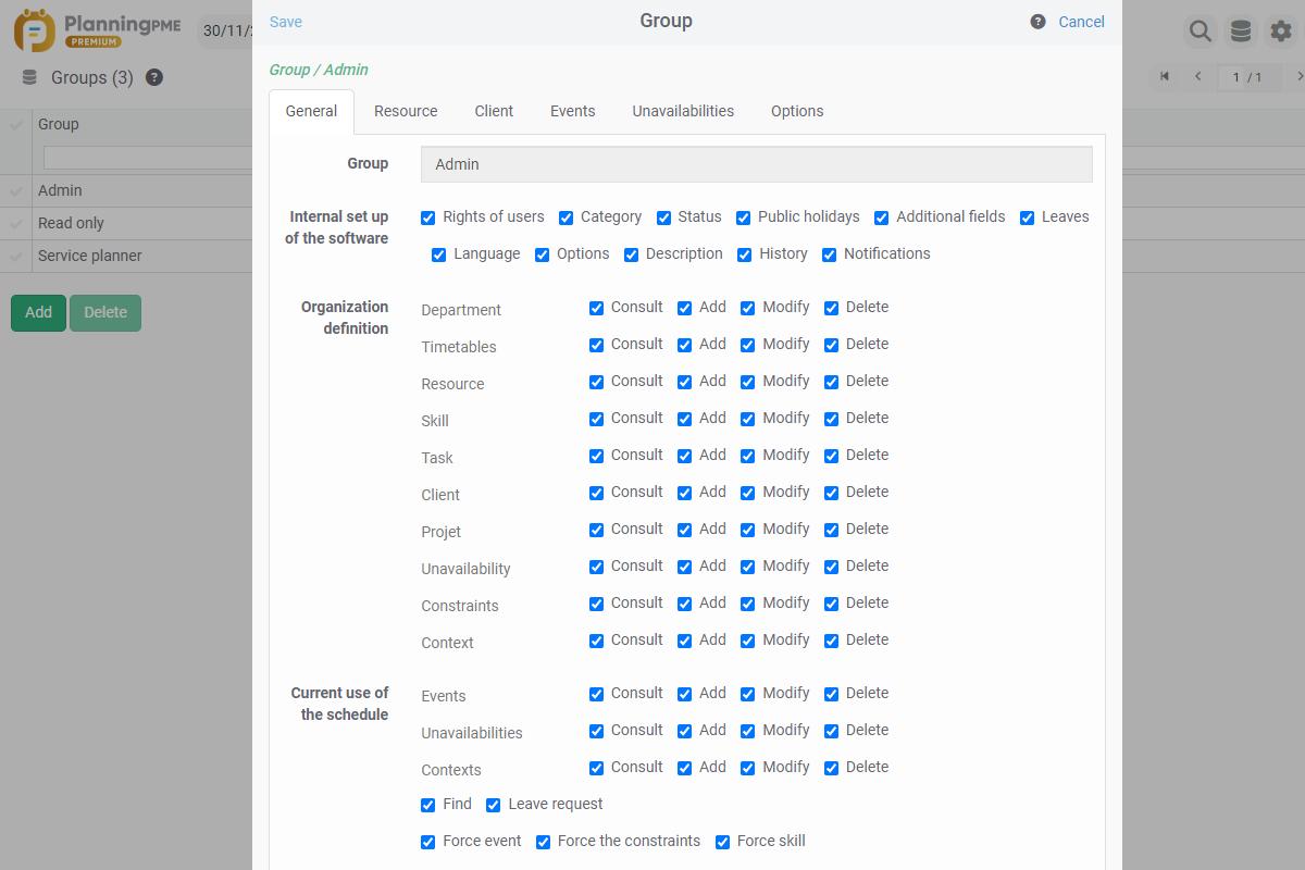 Creating groups with specific access rights