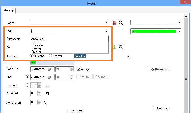 Customizing the tasks list per department