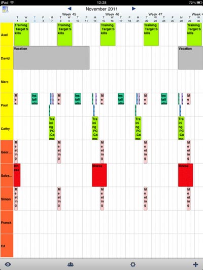 monthly schedule in PlanningPME Mobile