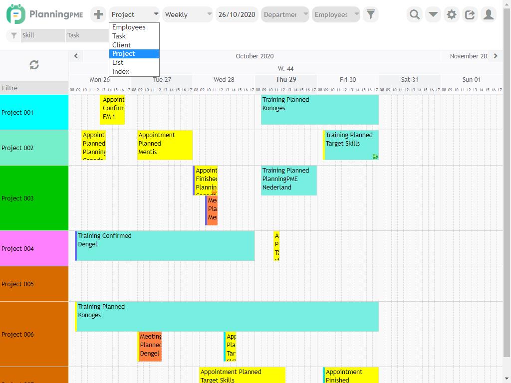A Project view of the scheduling
