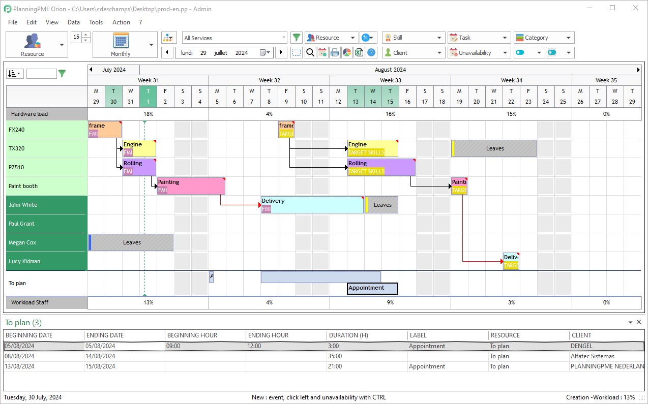 Production scheduling software