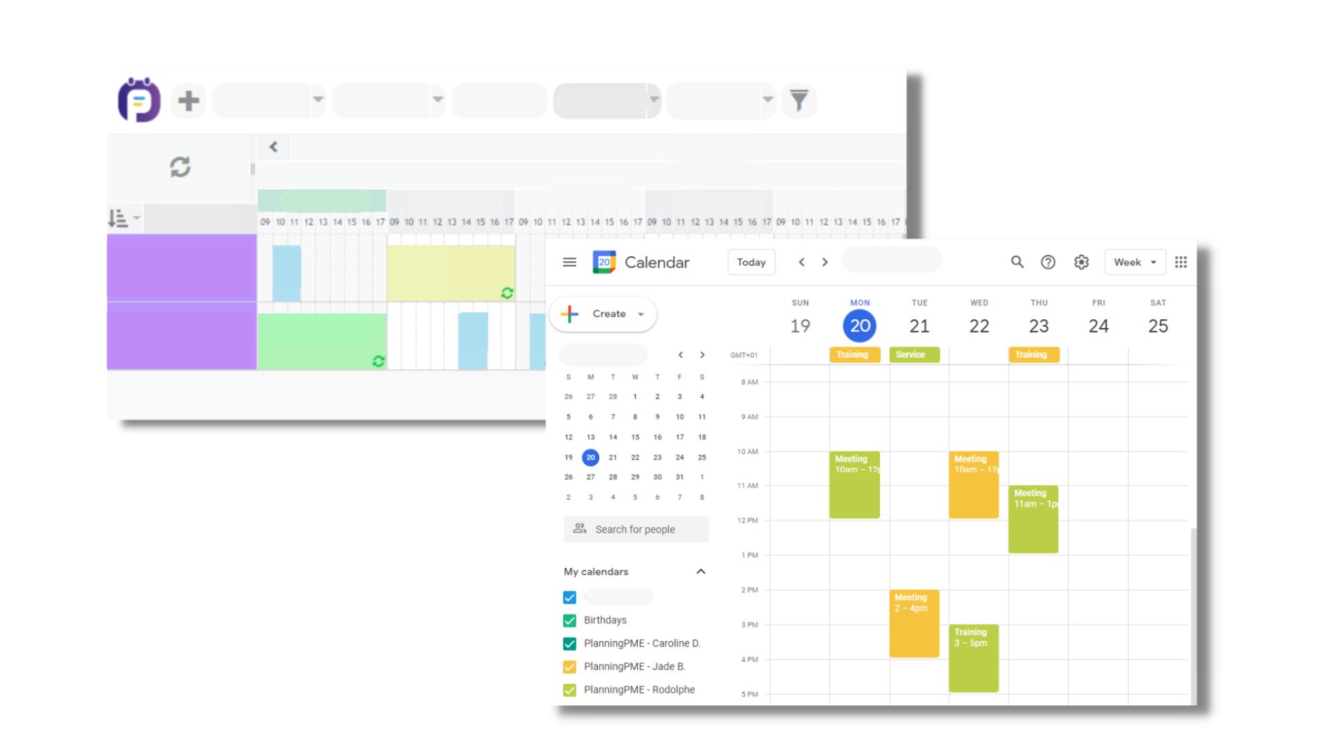 Synchronization of scheduling software PlanningPME and Google Calendar