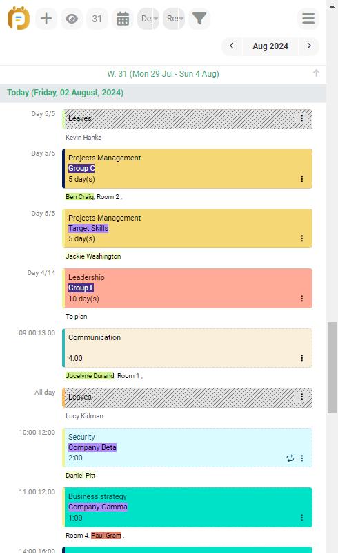View on smartphone Smartphone access to training schedules